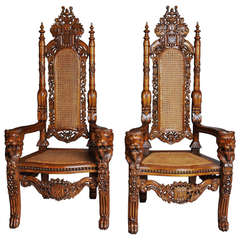 Antique Pair of Large Ceremonial Chairs