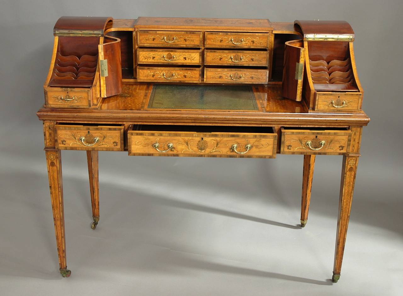 Exhibition quality satinwood inlaid Carlton House desk in the Classical form 1