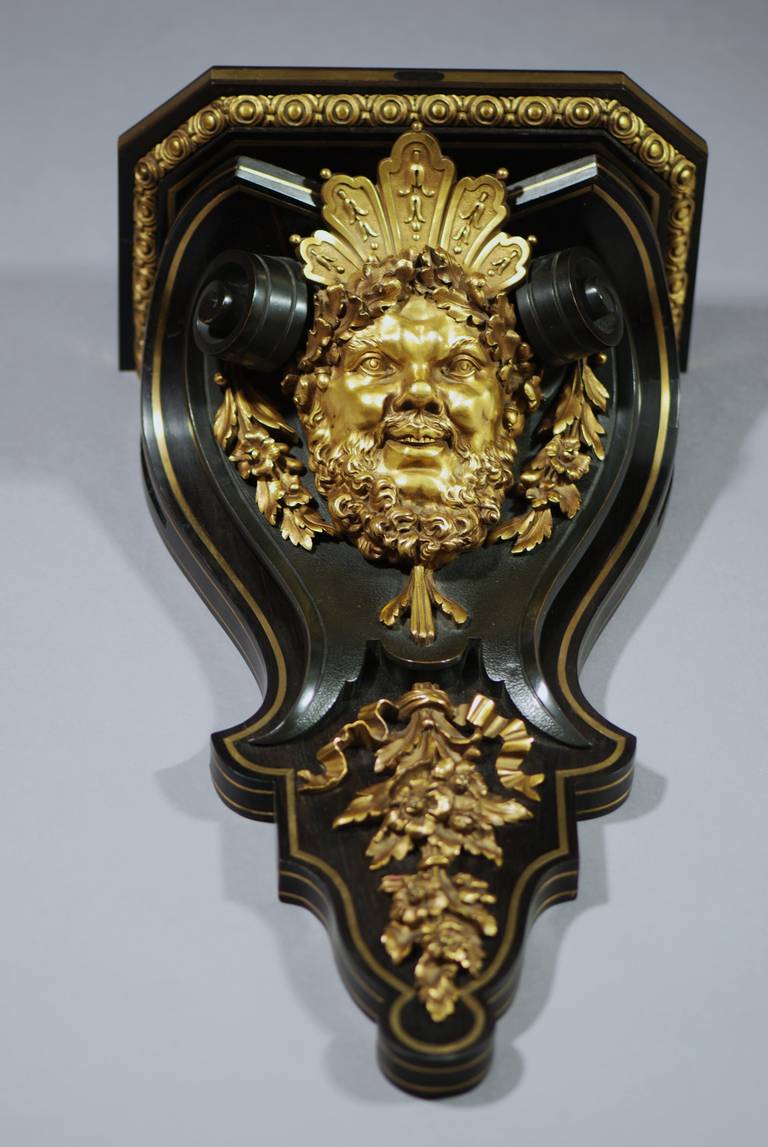 French 19th Century Ormolu and Ebonized Wall Bracket For Sale