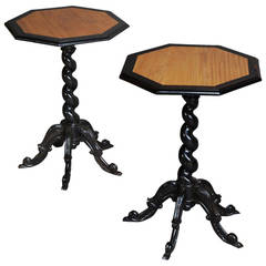 Pair of Ceylonese Ebony and Satinwood Occasional Tables
