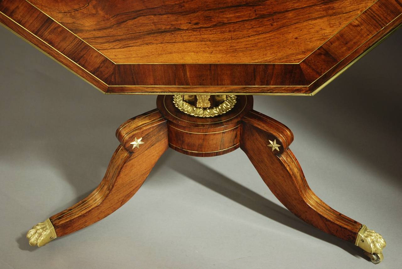 Ormolu 19th Century Regency Tilt-Top Rosewood Centre Table of Octagonal Form