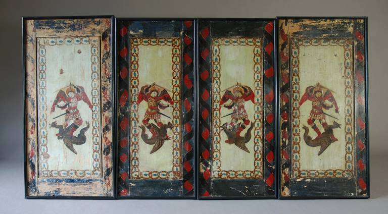 Set of Twelve, Late 18th Century Wooden Painted Panels