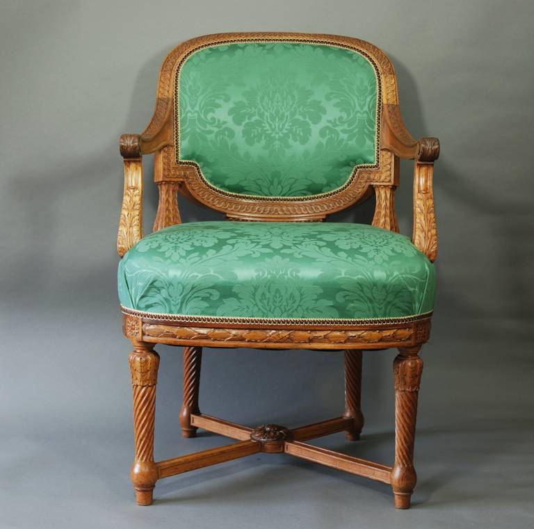 Late 19th Century French Walnut Open Armchair