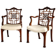 Pair of Mahogany Armchairs in the Chippendale Style