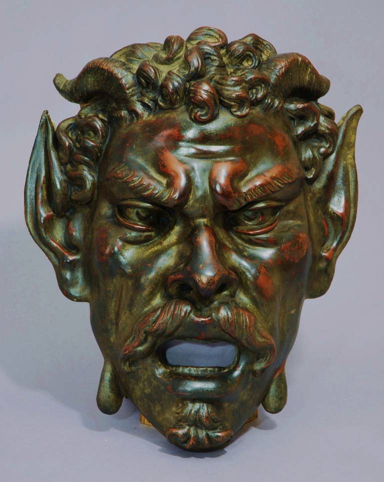 Large 19th Century Bronzed Satyr Mask In Good Condition In Suffolk, GB