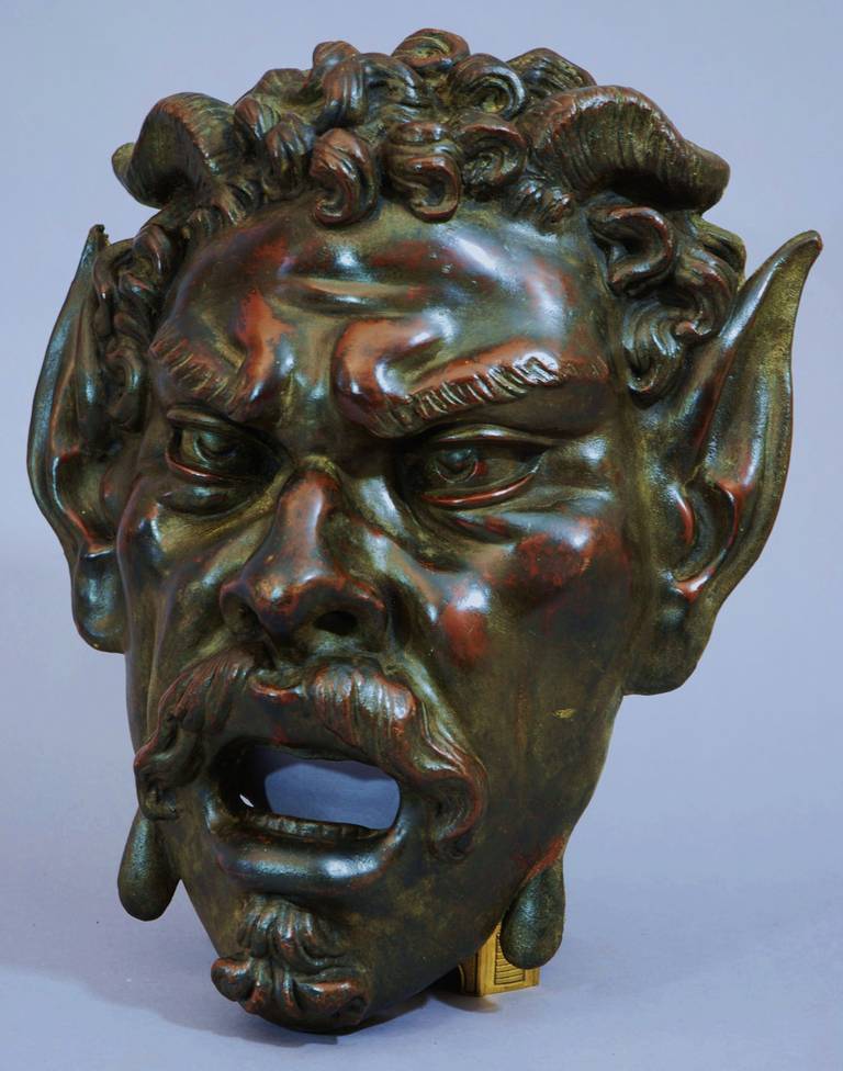 Large 19th Century Bronzed Satyr Mask 3