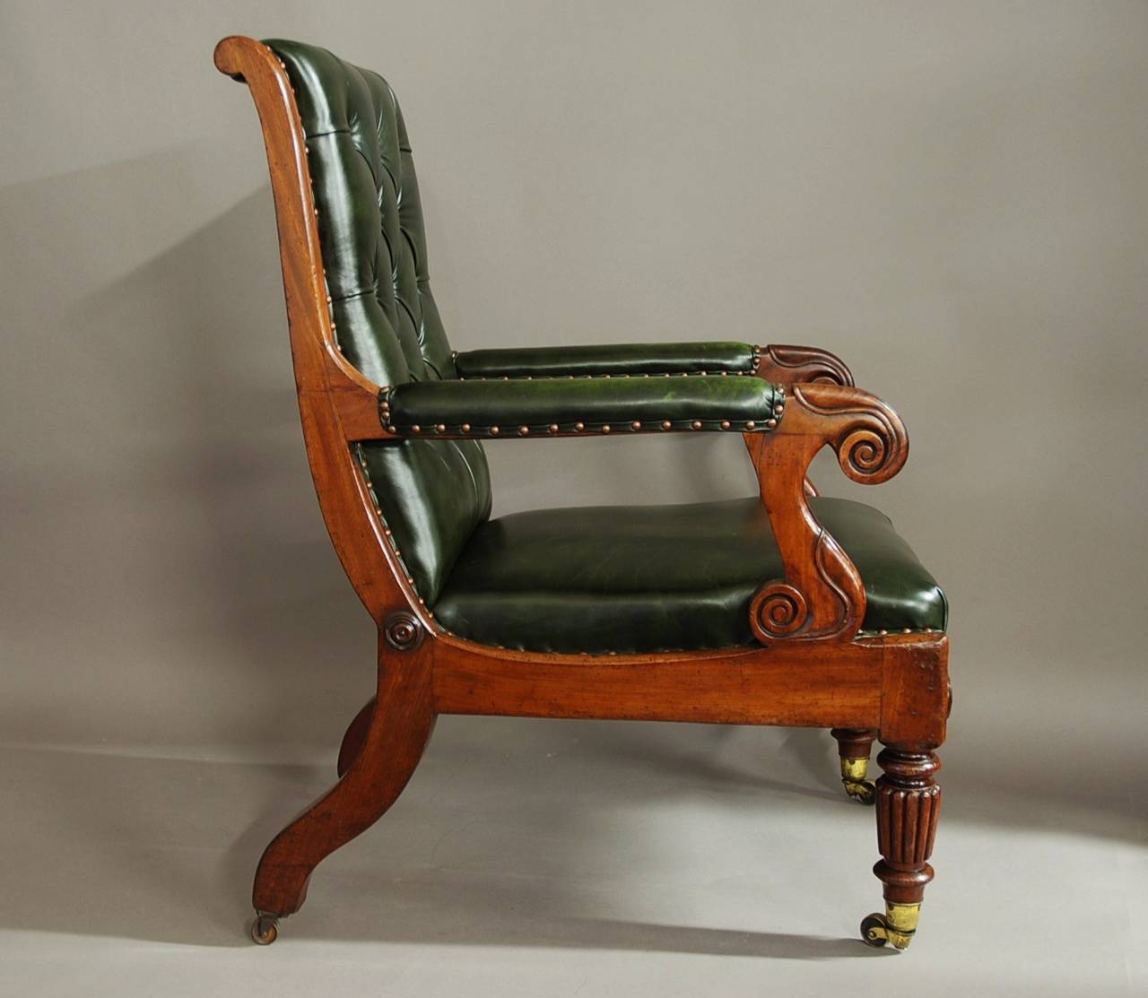 William IV Mahogany and Leather Library Chair In Excellent Condition In Suffolk, GB