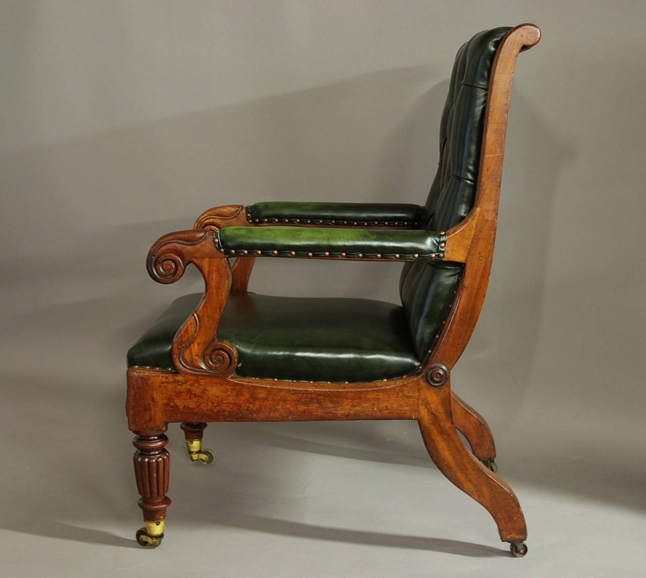 William IV Mahogany and Leather Library Chair 3