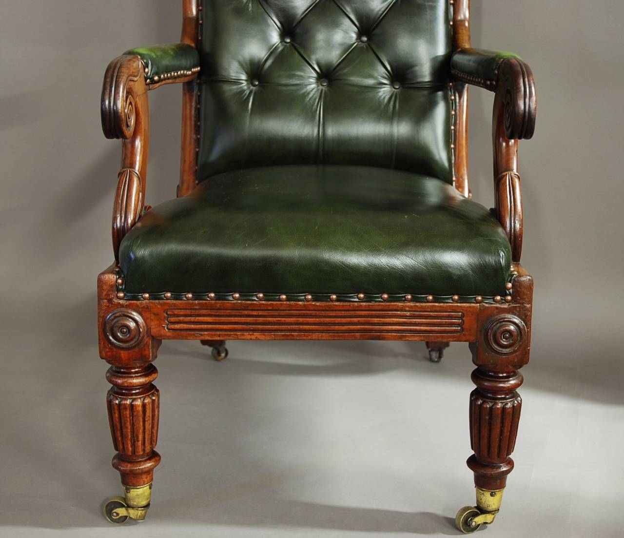 William IV Mahogany and Leather Library Chair 2