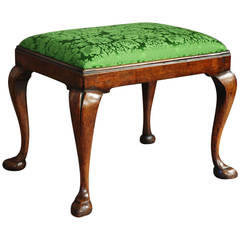 Early 20th century walnut cabriole leg stool in the Queen Anne Style
