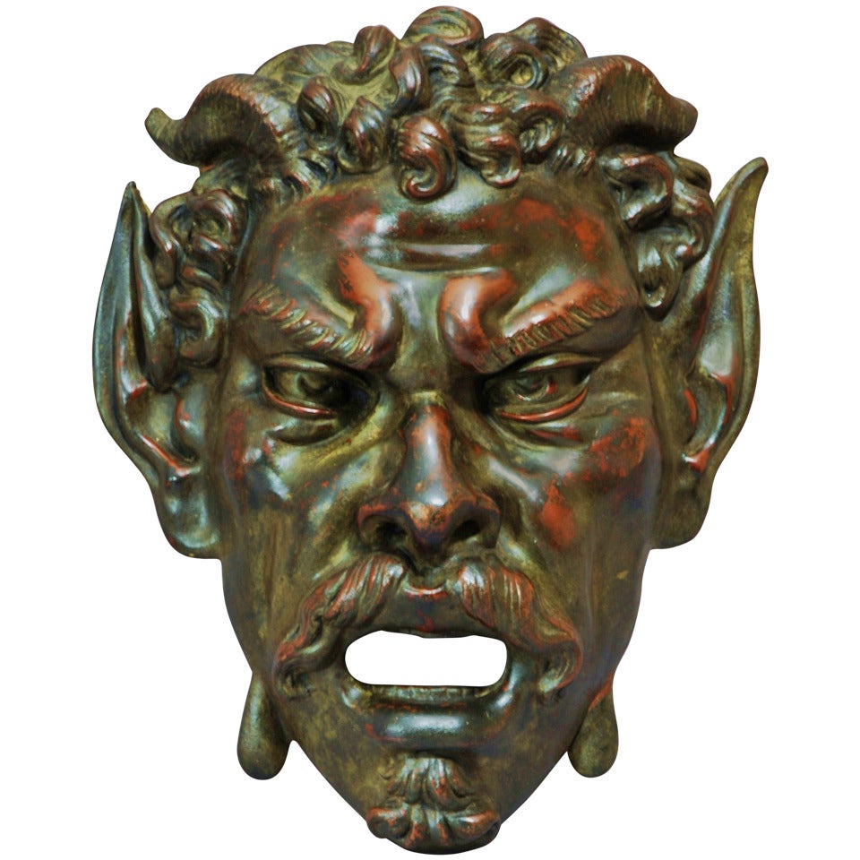 Large 19th Century Bronzed Satyr Mask