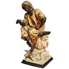 Cold Painted Spelter Nubian Figure
