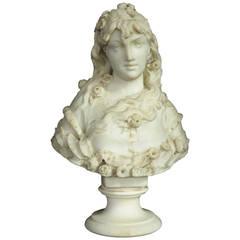 Late 19thc marble bust of a young lady