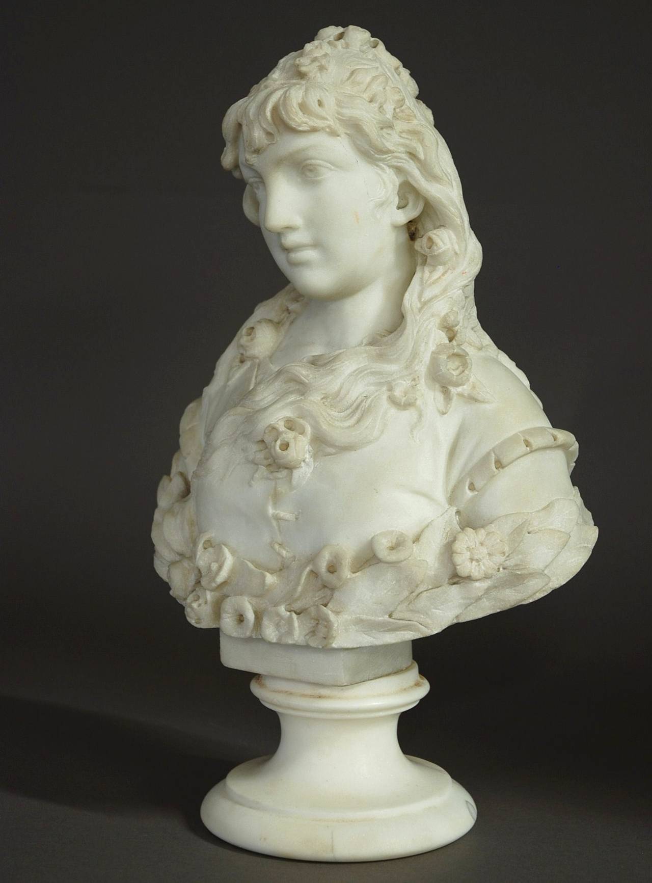 19th Century Late 19thc marble bust of a young lady