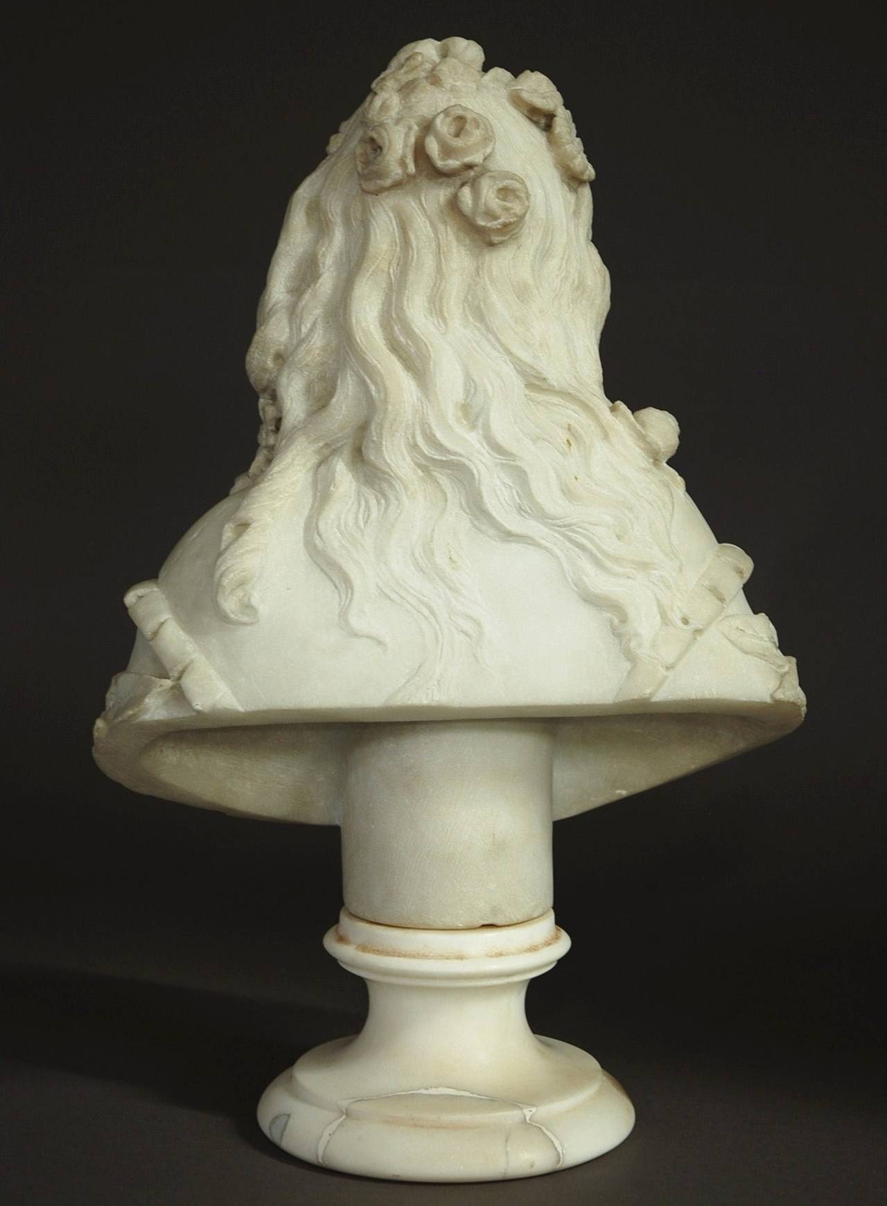 Carrara Marble Late 19thc marble bust of a young lady