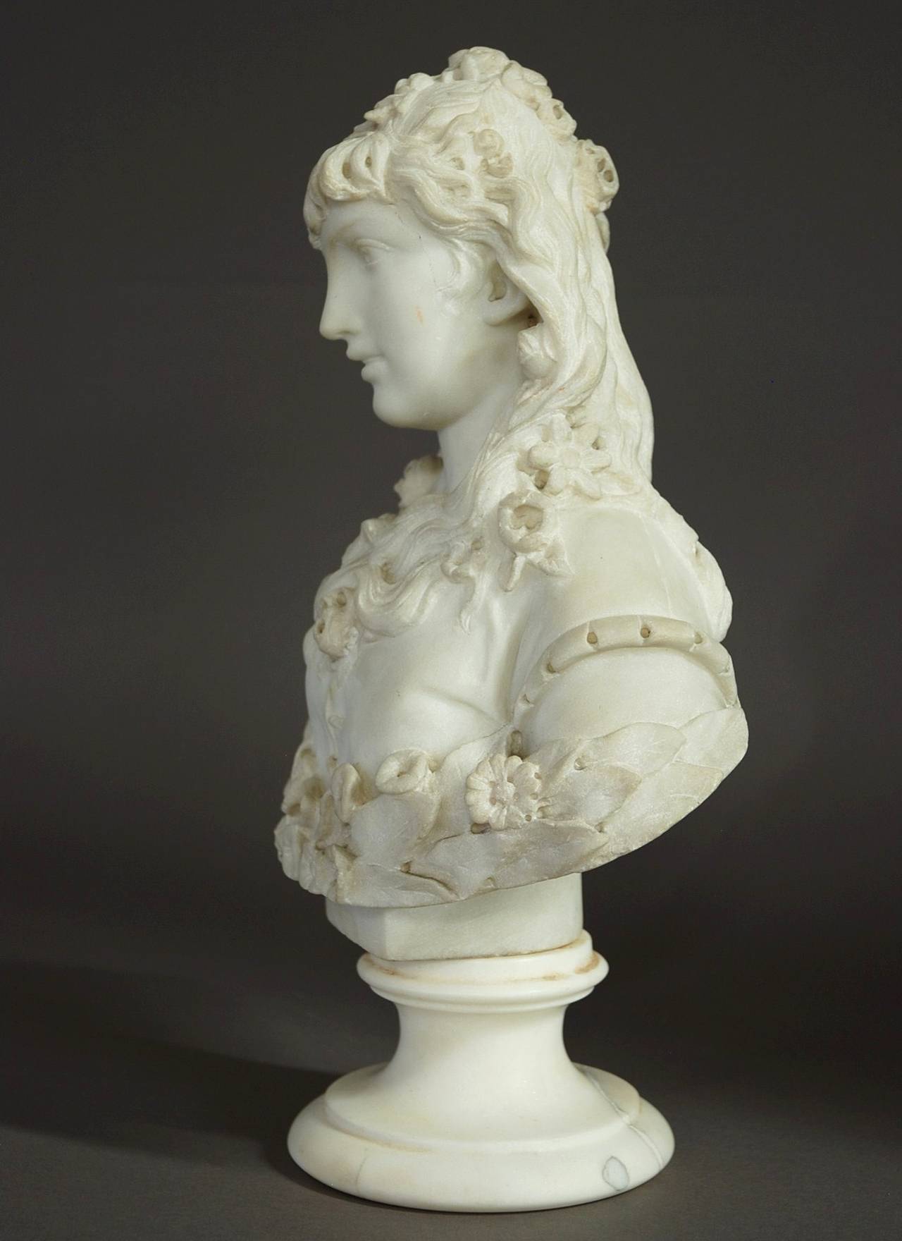 Late 19thc marble bust of a young lady 1