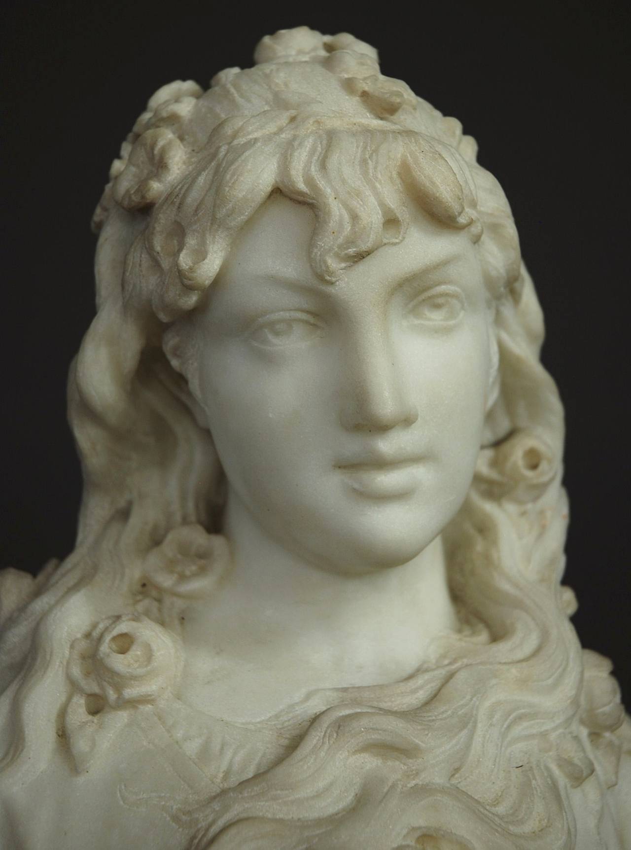 Late 19thc marble bust of a young lady 2