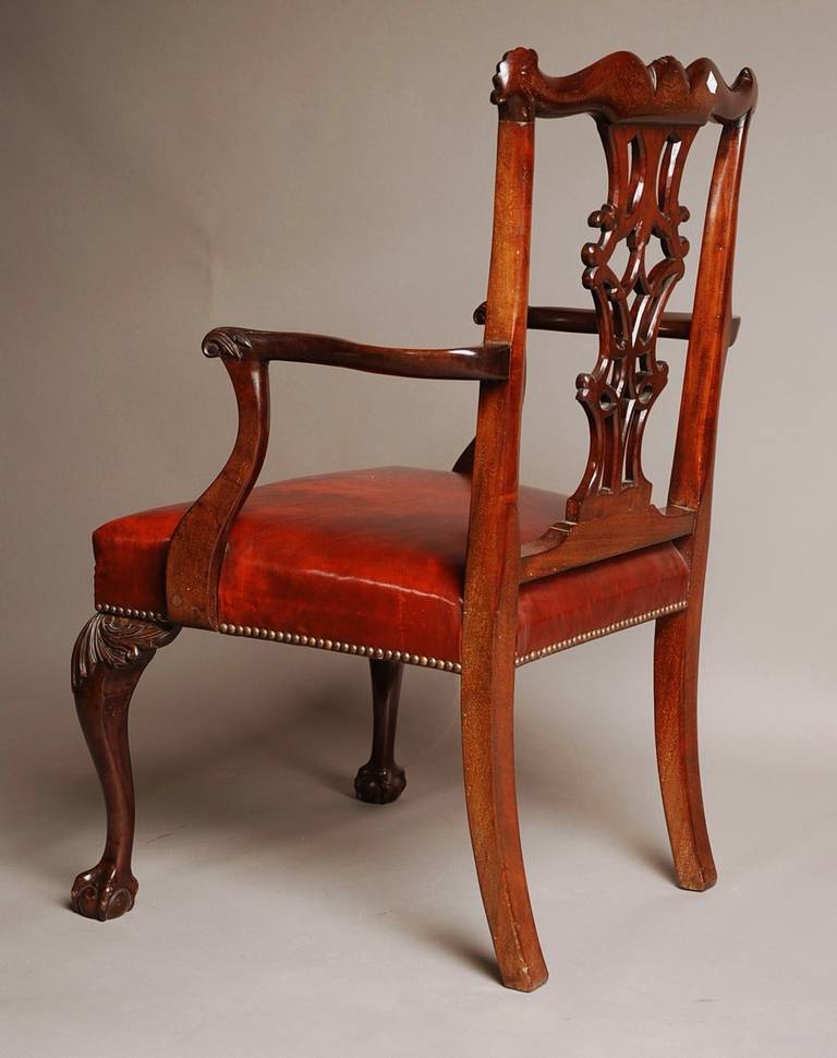 Chippendale Style Mahogany Open Armchair 2