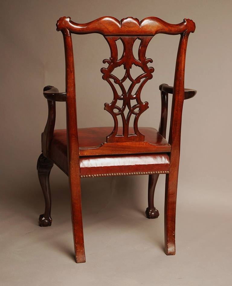 Chippendale Style Mahogany Open Armchair 4