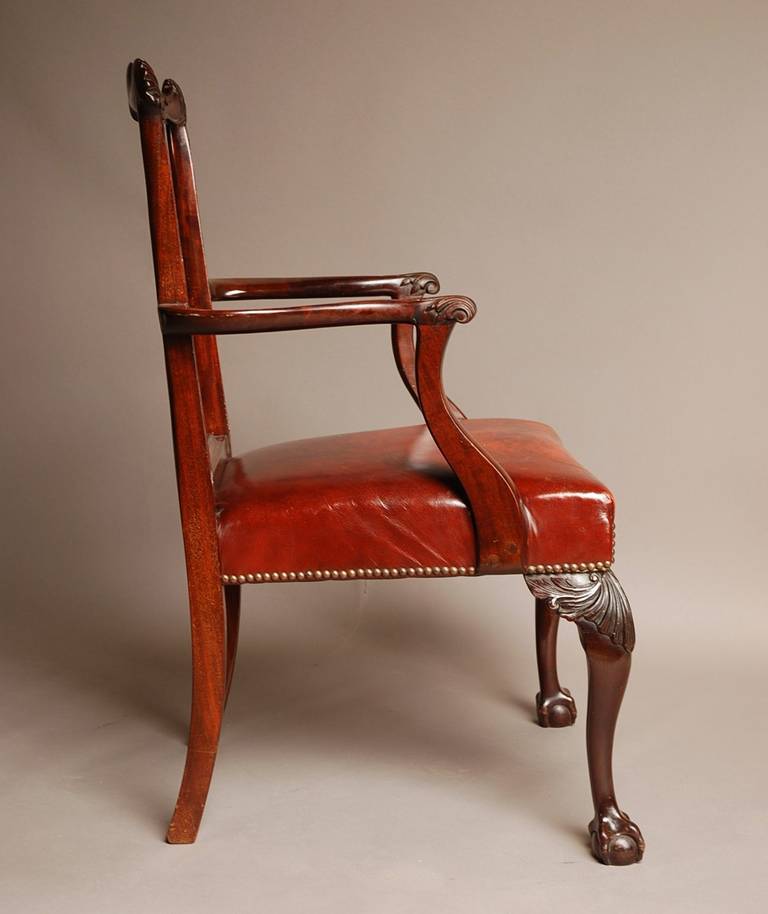 Chippendale Style Mahogany Open Armchair 3