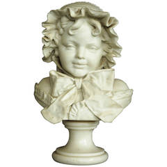 Antique 19th Century Carrara Marble Figure of a Young Girl