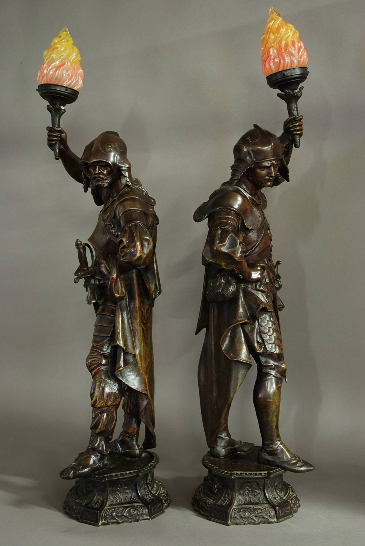 Late 19th Century Large Pair of French Bronzed Warrior Figures of Superb Quality