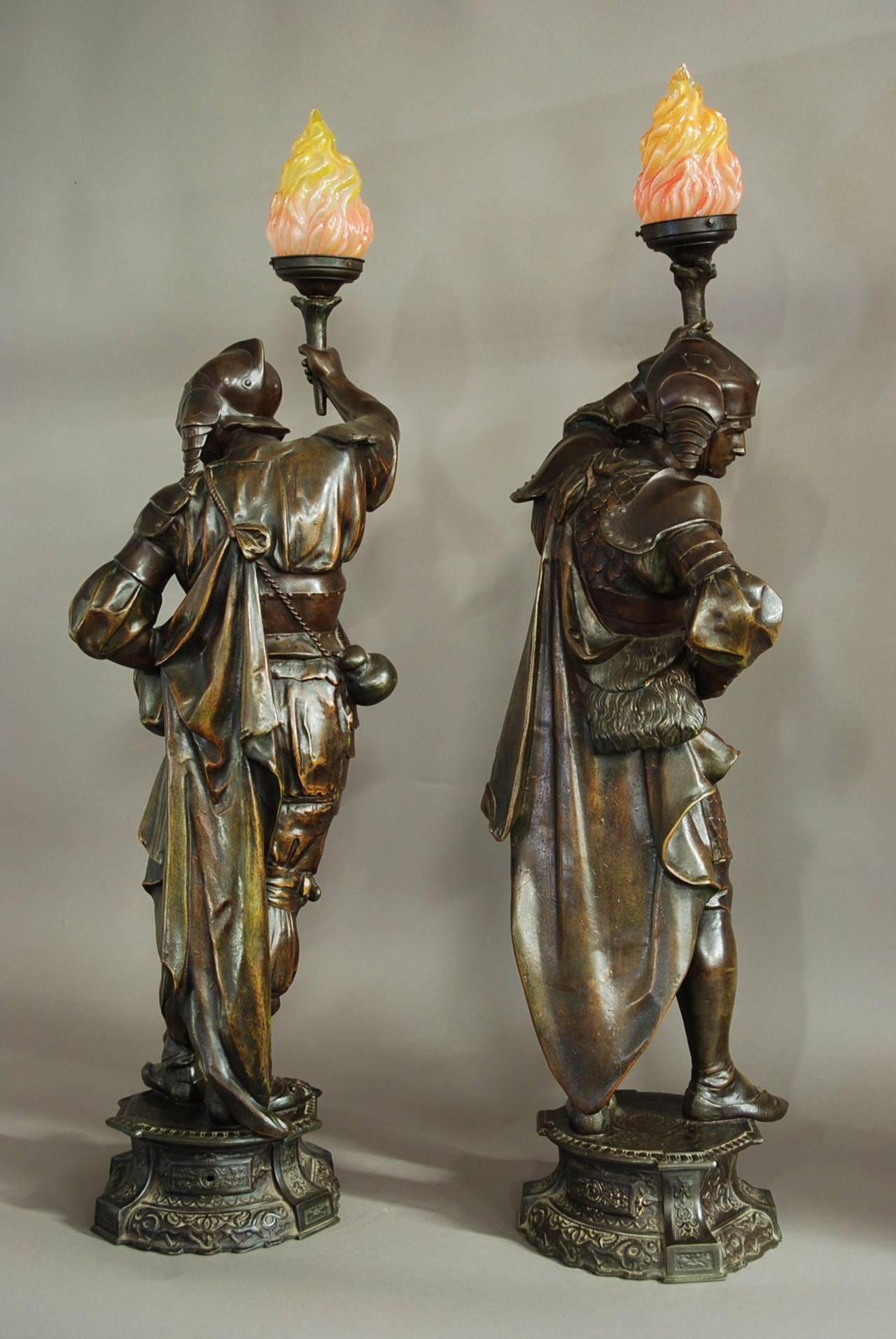 Spelter Large Pair of French Bronzed Warrior Figures of Superb Quality