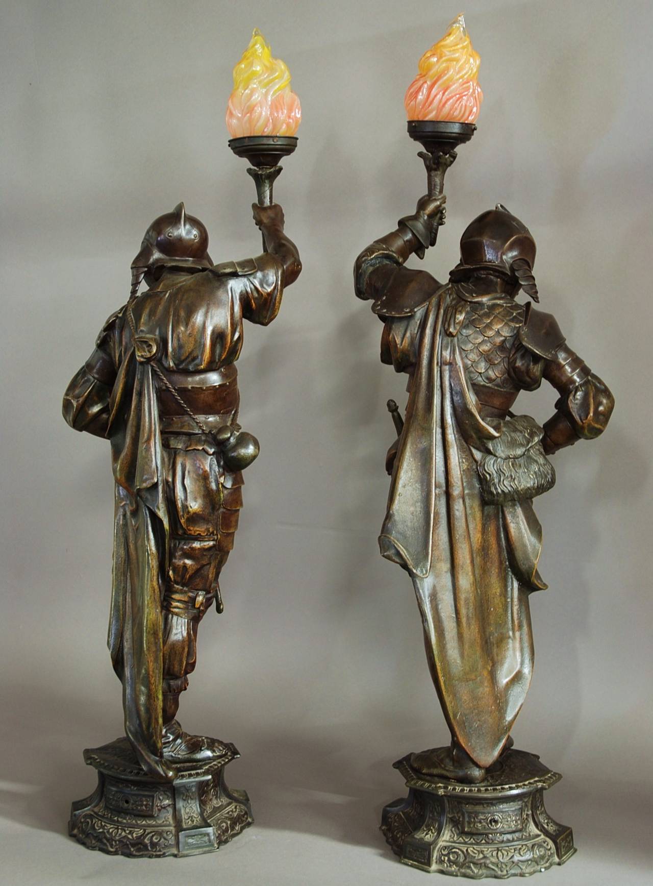 Large Pair of French Bronzed Warrior Figures of Superb Quality 1