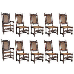 Set of Ten Walnut Chairs
