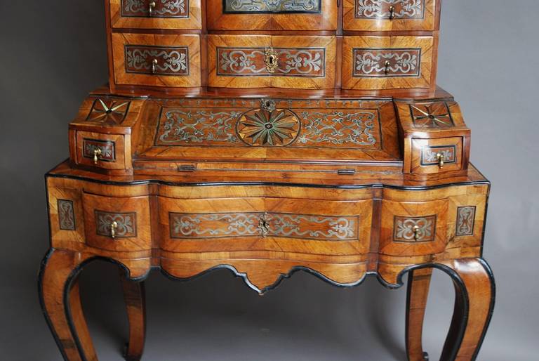 18th Century and Earlier South German 18th Century Walnut Bureau-Cabinet on Stand For Sale