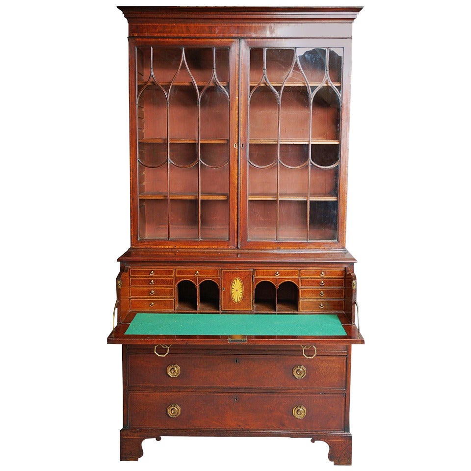 Late 18th century Mahogany Secretaire Bookcase For Sale