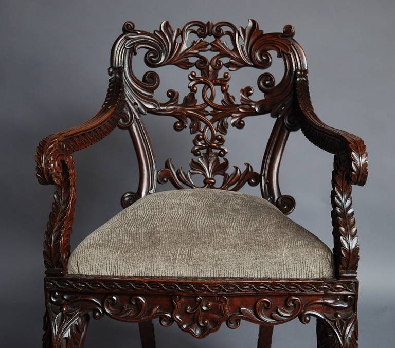 Padouk Set of Six Anglo-Indian Chairs