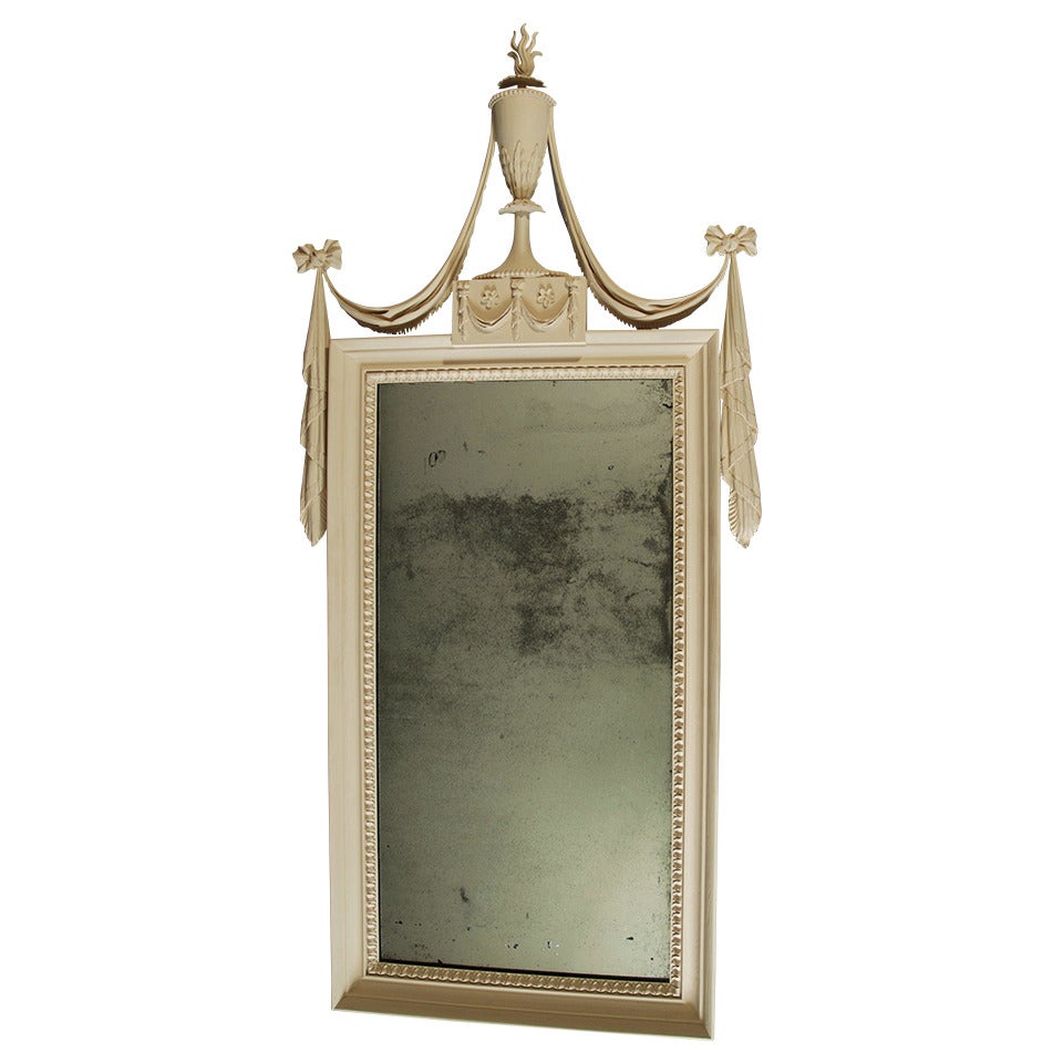 19th Century Pine Painted Pier Mirror in the Adam Style For Sale
