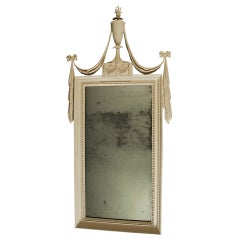 Antique 19th Century Pine Painted Pier Mirror in the Adam Style