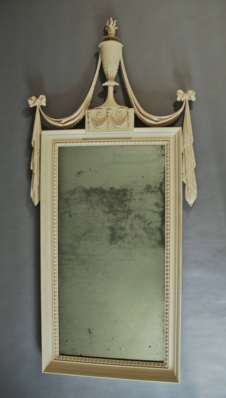 British 19th Century Pine Painted Pier Mirror in the Adam Style For Sale