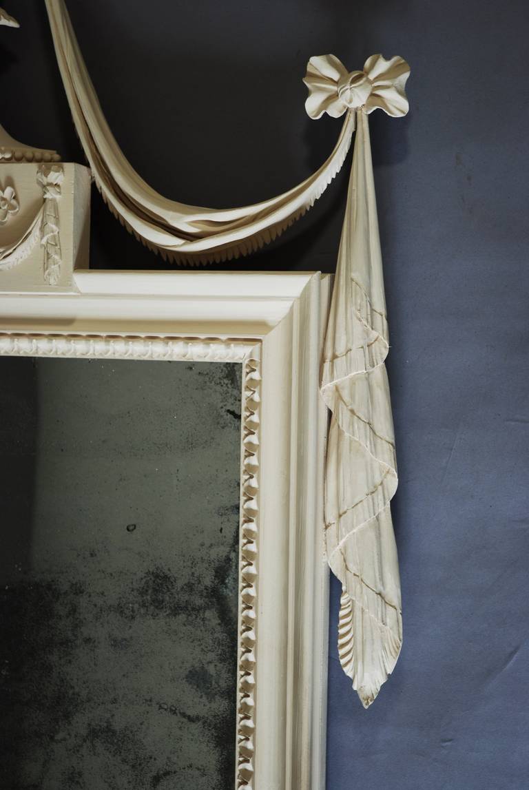 19th Century Pine Painted Pier Mirror in the Adam Style In Good Condition For Sale In Suffolk, GB