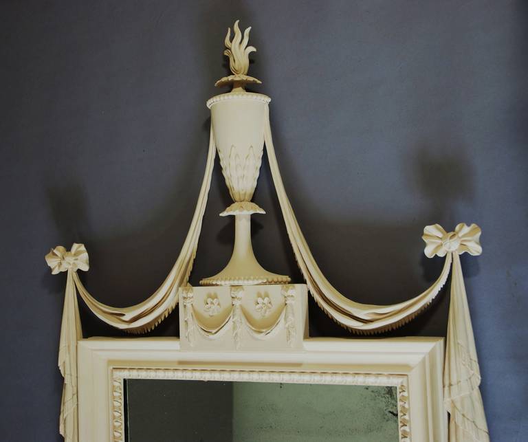 19th Century Pine Painted Pier Mirror in the Adam Style For Sale 1