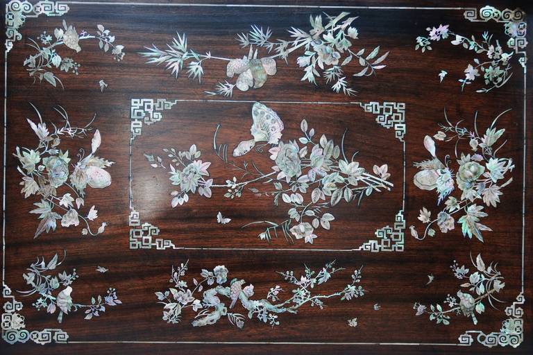 19th century Vietnamese hardwood inlaid tray 2
