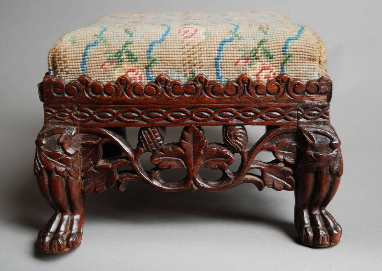 19th Century Anglo Indian padouk foot stool