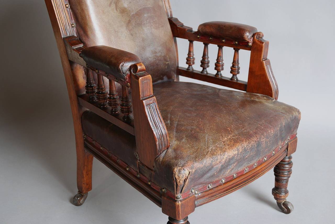 19th Century Mahogany and Leather Large Childs Armchair For Sale