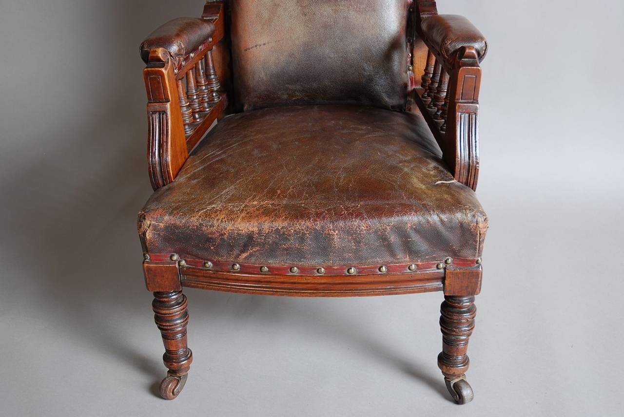 Mahogany and Leather Large Childs Armchair For Sale 2