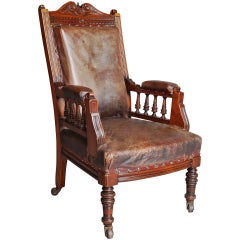 Antique Mahogany and Leather Large Childs Armchair