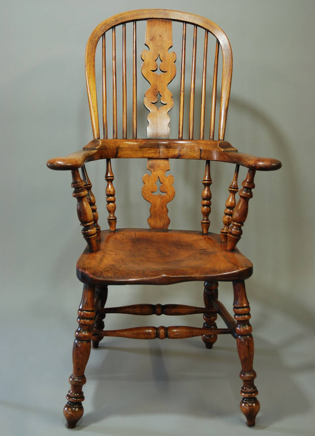 Broad-Armed Fruitwood High Back Windsor Chair 2