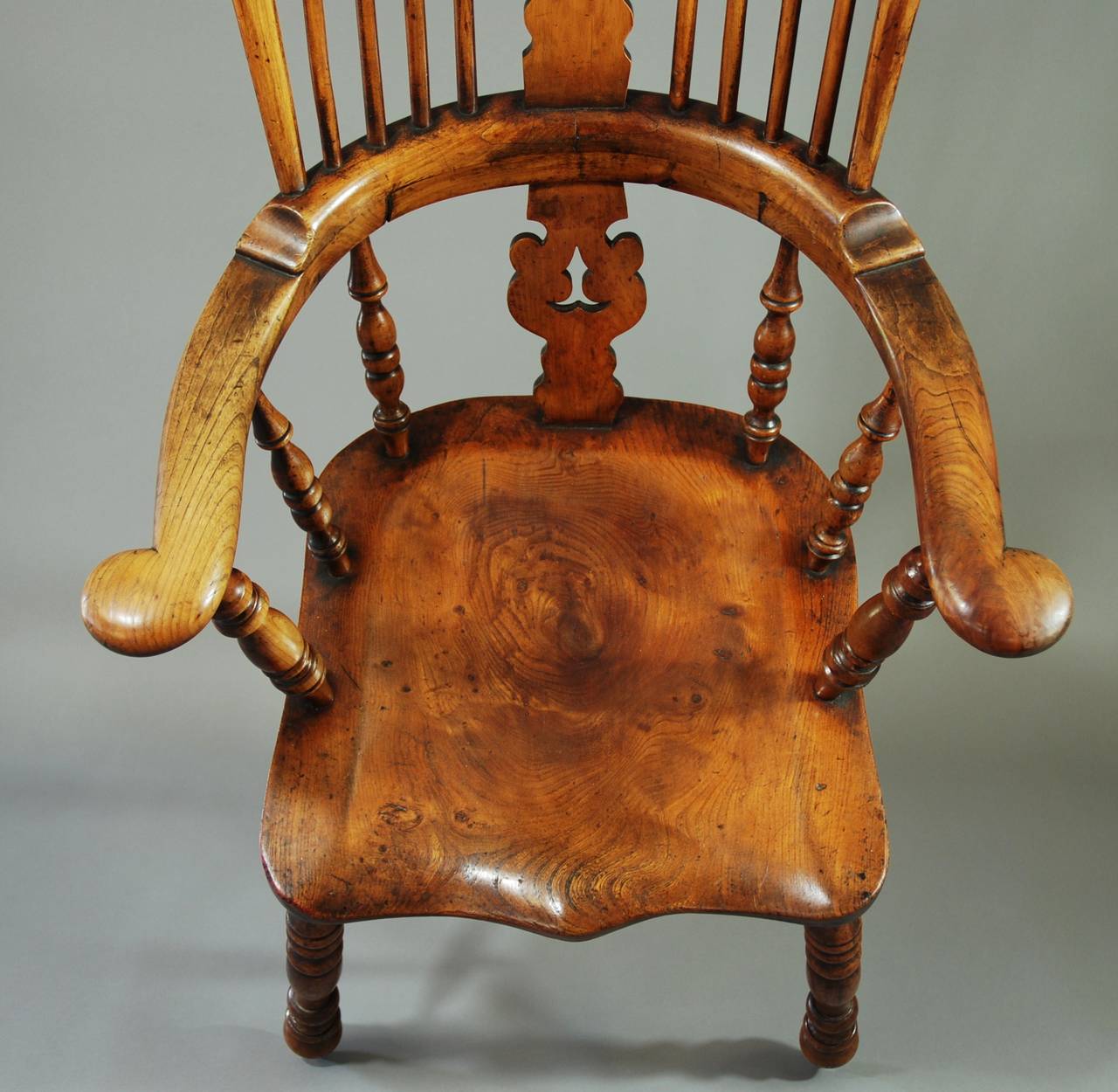 Broad-Armed Fruitwood High Back Windsor Chair 3