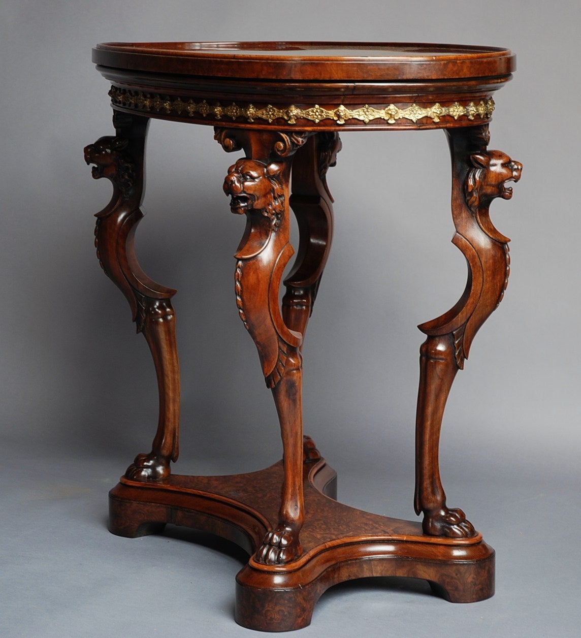 British Mid-19th Century Burr Walnut Centre Table by Holland & Sons