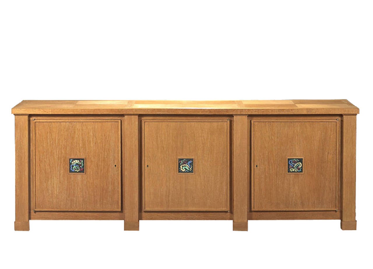 French Paul Dupré-Lafon, LimeOak Sideboard, circa 1940 For Sale