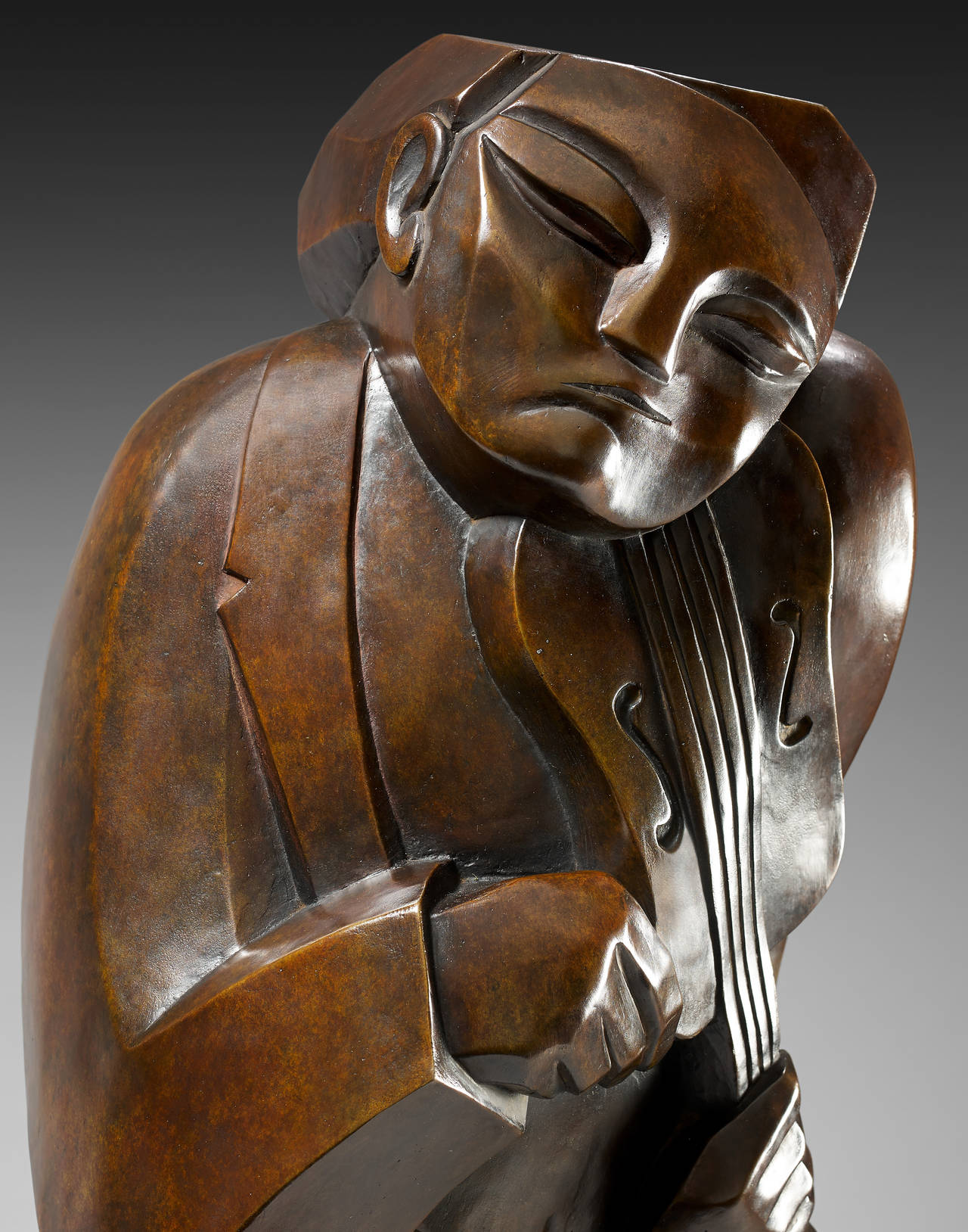 Early 20th Century Henri Puvrez, The Violonist, Bronze, 1928 For Sale