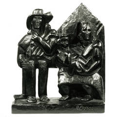 Léon Borgey "Famille Bretonne" Bronze, No. 1/8, 1934