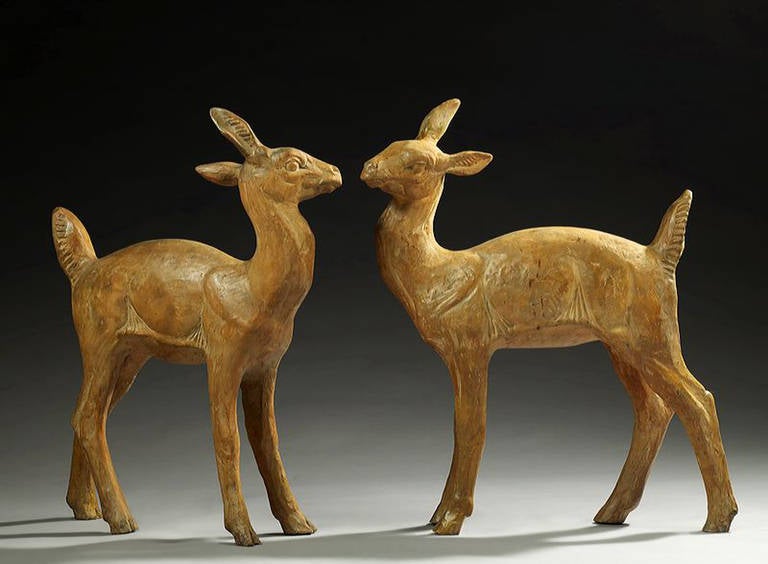 Marius Giuge, Pair of Fawns Sculptures In Good Condition For Sale In Paris, FR