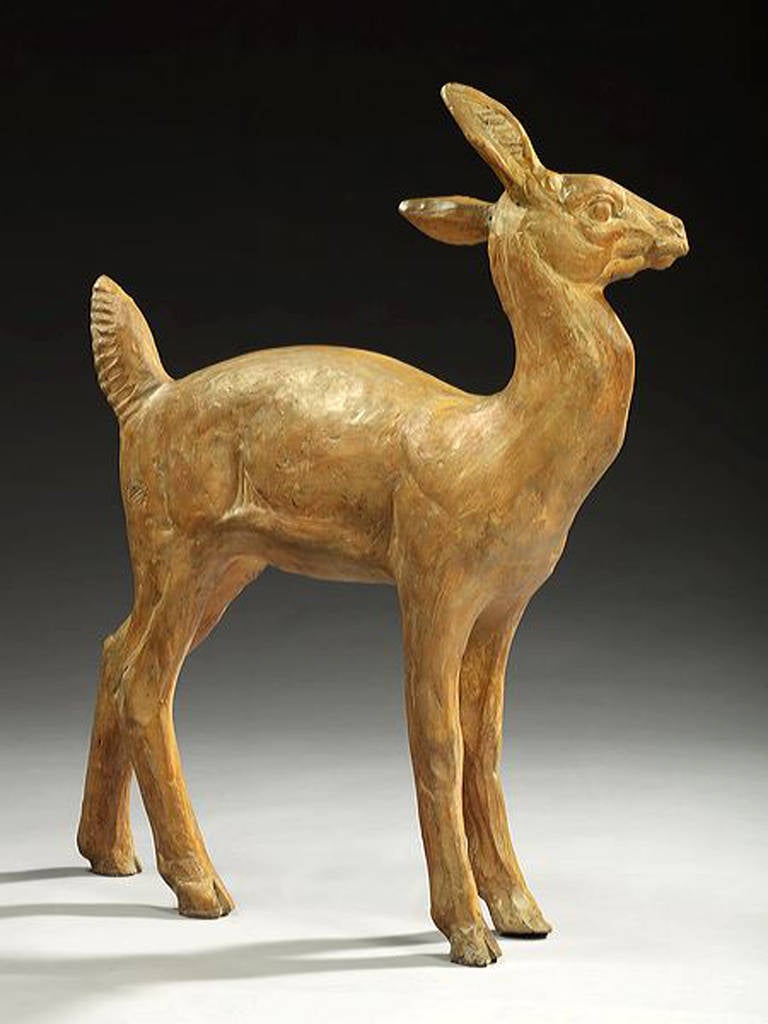 Mid-20th Century Marius Giuge, Pair of Fawns Sculptures For Sale